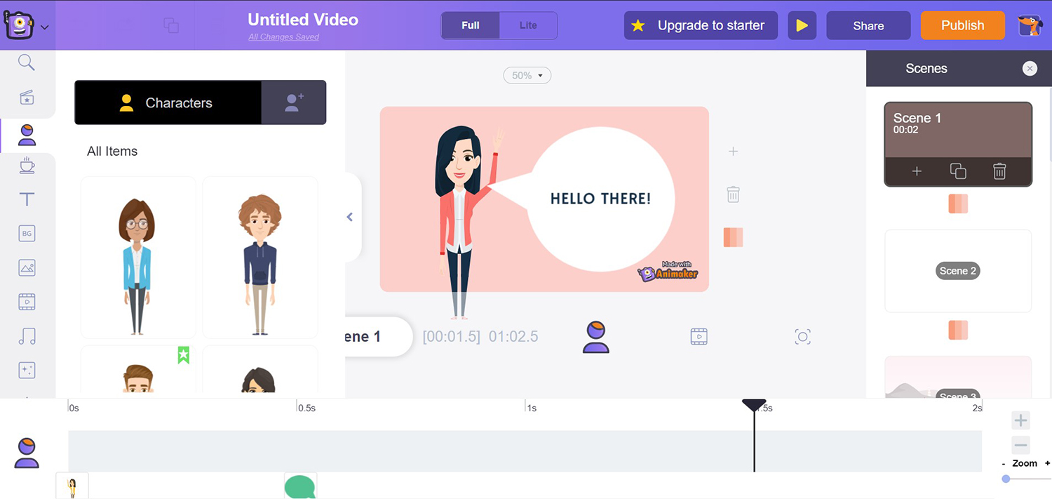Giao diện của website tạo animation miễn phí Animaker